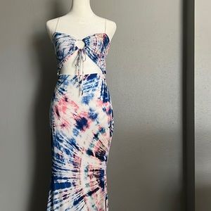 Sexy Tie dye maxi cutout dress
